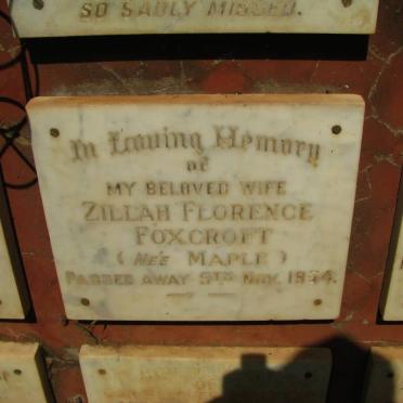 FOXCROFT Zillah Florence nee MAPLE -1964