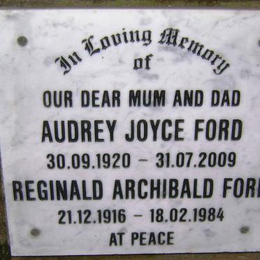FORD Reginald Archibald 1916-1984 &amp; Audrey Joyce 1920-2009