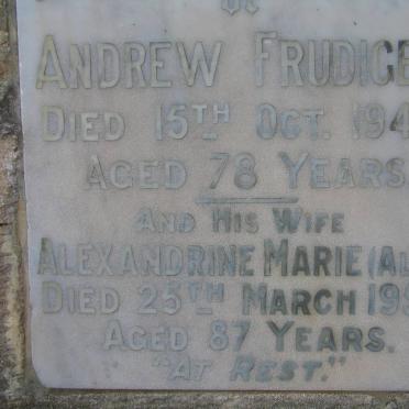 FRUDIGER Andrew -1949 &amp; Alexandrine Marie -1955