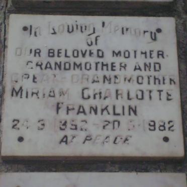 FRANKLIN Miriam Charlotte 1892-1982