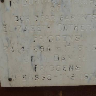 FRIGGENS John Daniel 1886-1976 &amp; Elizabeth Catherine 1884-1972