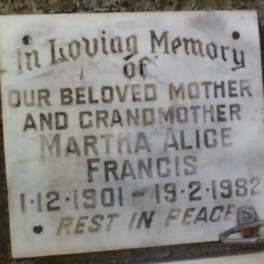 FRANCIS Martha Alice 1901-1982