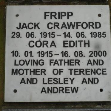 FRIPP Jack Crawford 1915-1985 &amp; Cora Edith 1915-2000