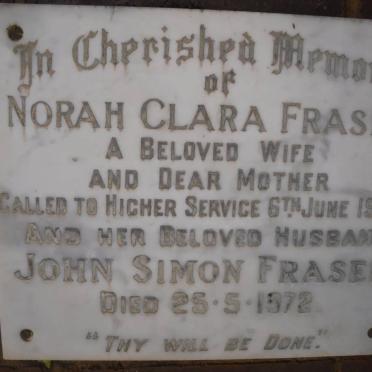 FRASER John Simon -1972 &amp; Norah Clara -1968