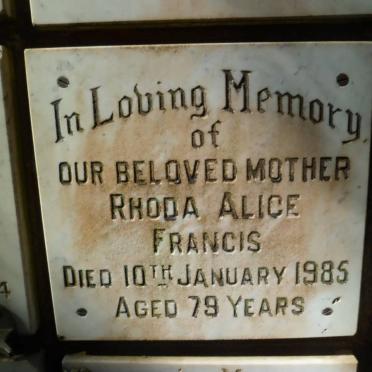 FRANCIS Rhoda Alice -1985