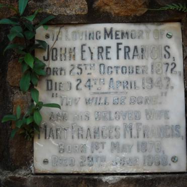 FRANCIS John Eyre 1872-1947 &amp; Mary Frances M. 1876-1968