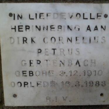 GERTENBACH Dirk Cornelius Petrus 1910-1983