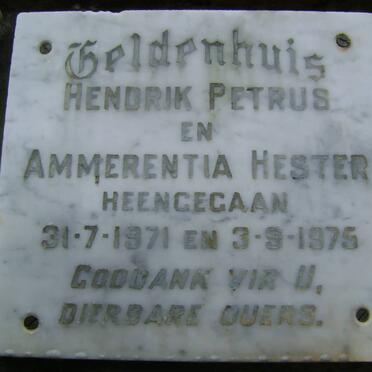 GELDENHUIS Hendrik Petrus -1971 &amp; Ammerentia Hester -1975