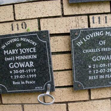 GOWAR Charles Frederick 1917-2001 :: GOWAR Mary Joyce nee MINNIKIN 1919-1999