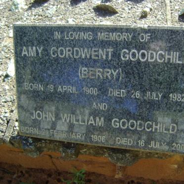 GOODCHILD John William 1906-2000 &amp; Amy Cordwent BERRY 1900-1982