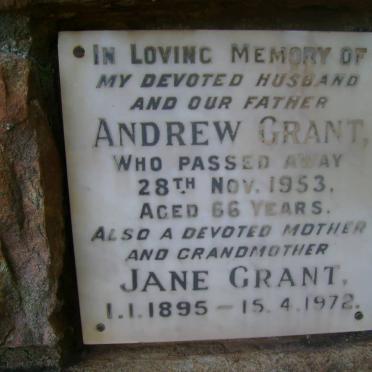 GRANT Andrew -1953 &amp; Jane 1895-1972