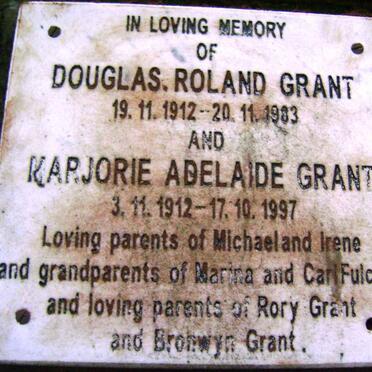 GRANT Douglas Roland 1912-1983 &amp; Marjorie Adelaide 1912-1997
