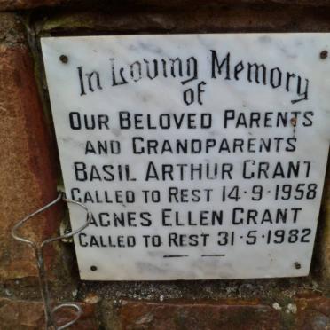 GRANT Basil Arthur -1958 &amp; Agnes Ellen -1982