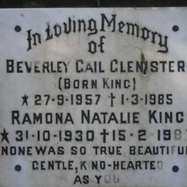 GLENISTER Beverley Gail nee KING 1957-1985 :: KING Ramona Natalie 1930-1987