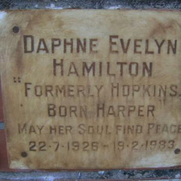 HAMILTON Daphne Evelyn formerly HOPKINS nee HARPER 1926-1983