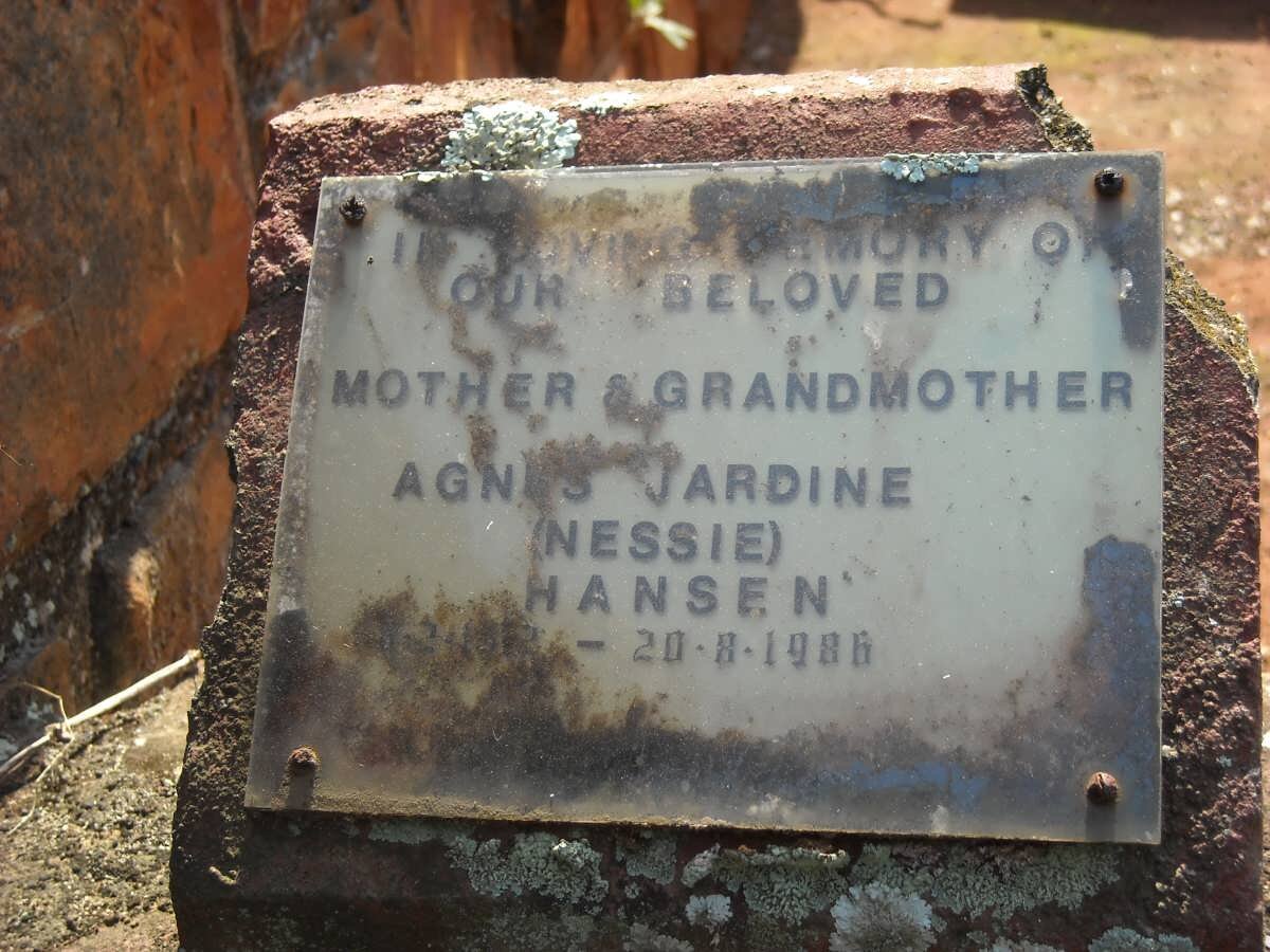HANSEN Agnes Jardine ?-1986