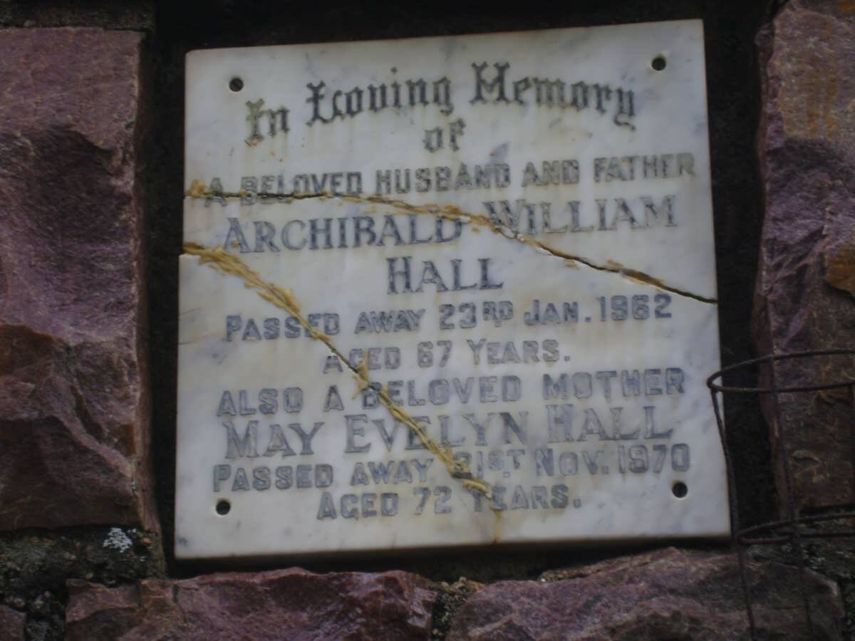 HALL Archibald William -1962 &amp; May Evelyn -1970