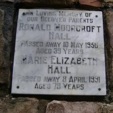 HALL Ronald Moorcroft -1956 &amp; Marie Elizabeth -1991