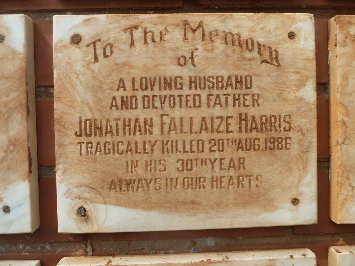 HARRIS Jonathan Fallaize -1986