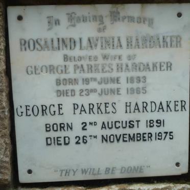 HARDAKER George Parkes 1891-1975 &amp; Rosalind Lavinia 1893-1965