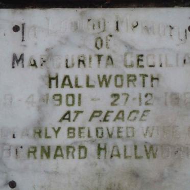 HALLWORTH Margurita Cecilia 1901-1982
