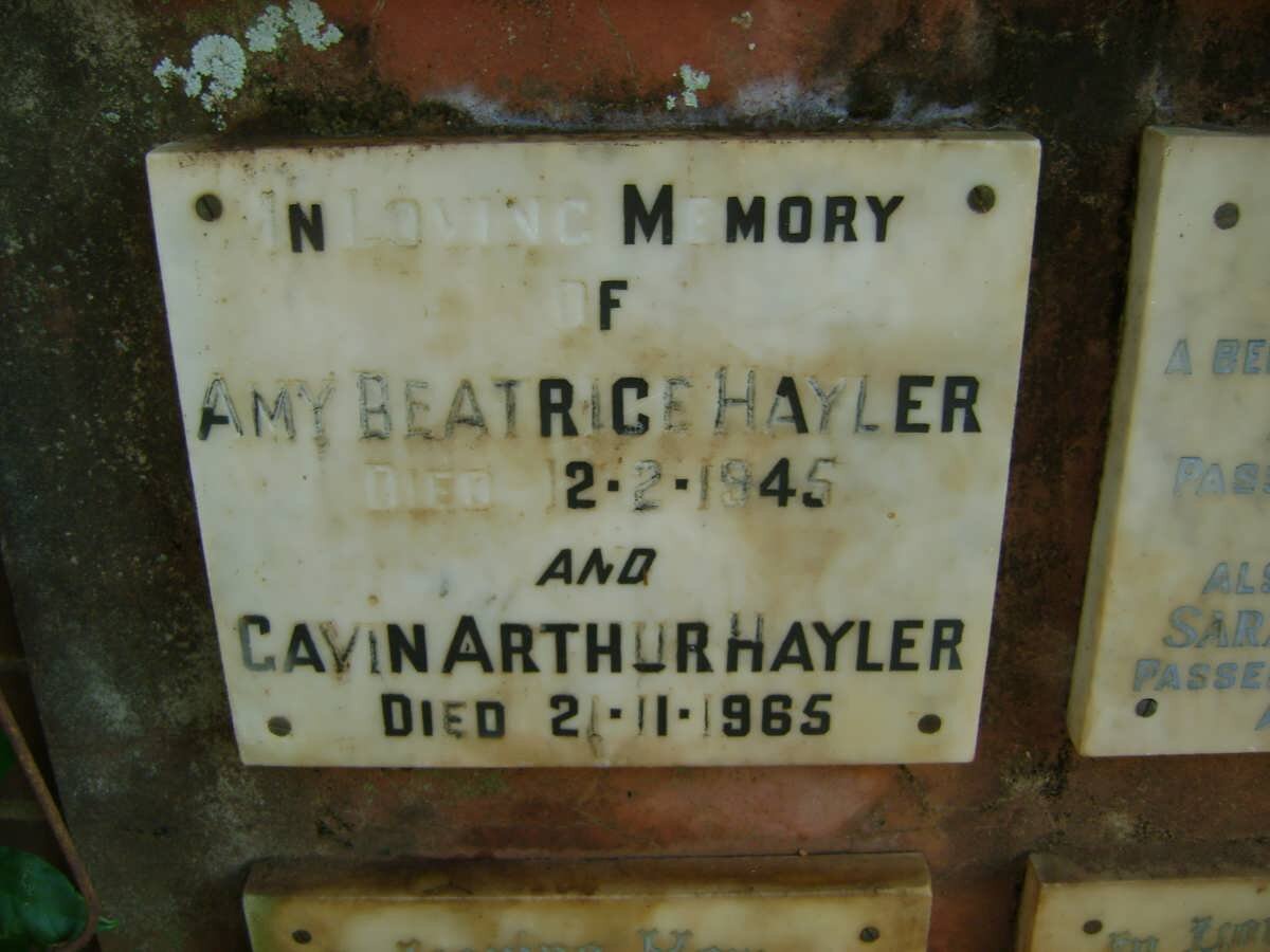 HAYLER Gavin Arthur -1965 &amp; Amy Beatrice -1945