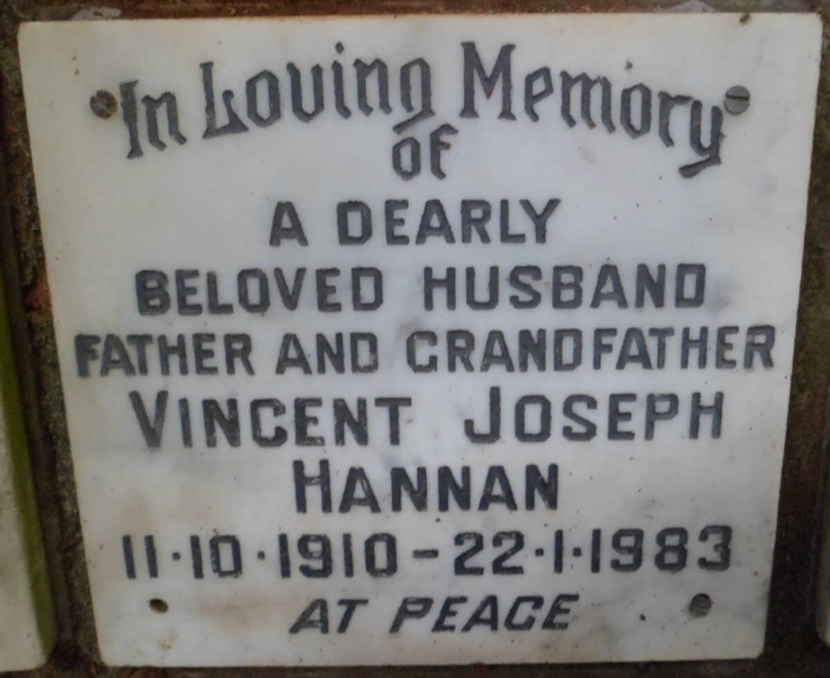 HANNAN Vincent Joseph 1910-1983