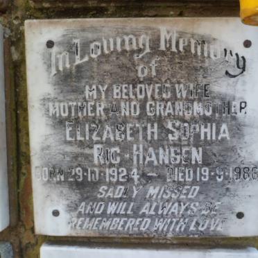 HANSEN Elizabeth Sophia, Ric 1924-1986