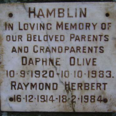 HAMBLIN Raymond Herbert 1914-1984 &amp; Daphne Olive 1920-1983