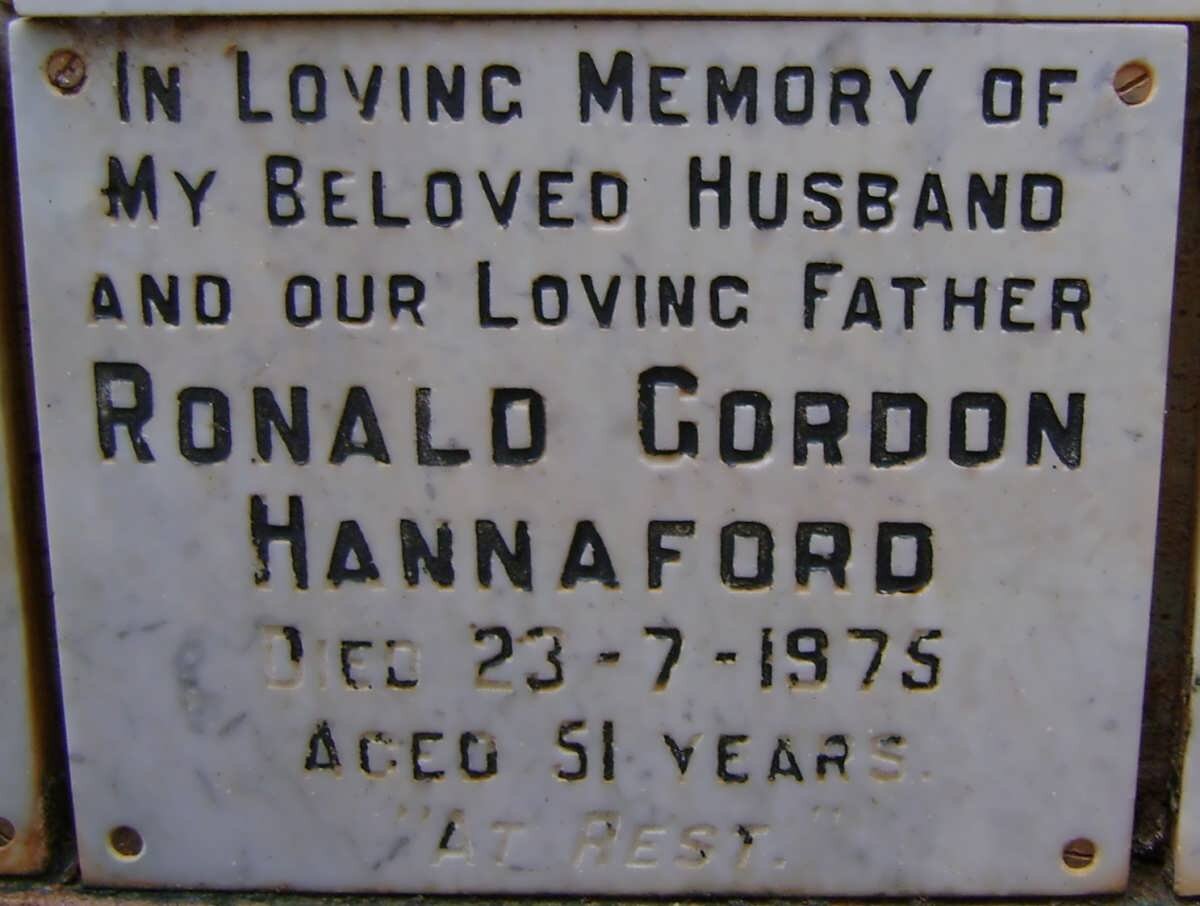 HANNAFORD Ronald Gordon -1975