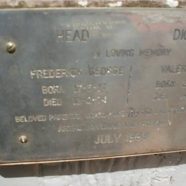 HEAD Frederick George 1917-1974 &amp; Valerie Nell DICKS 1922-1998