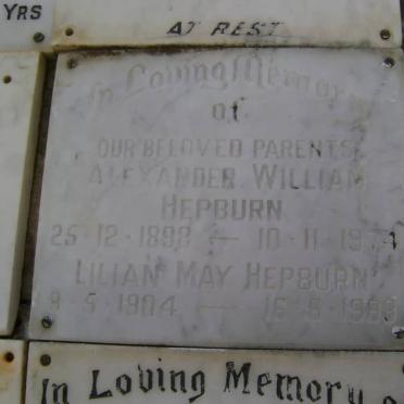 HEPBURN Alexander William 1898-1974 Lilian May 1904-1988