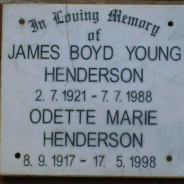HENDERSON James Boyd Young 1921-1988 &amp; Odette Marie 1917-1998