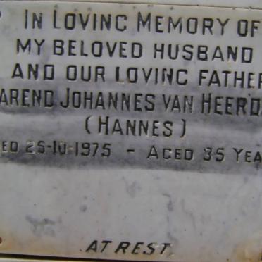 HEERDEN Barend Johannes, van -1975