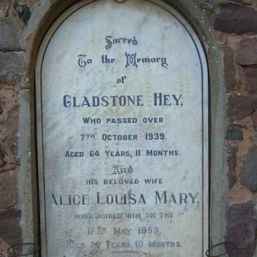 HEY Gladstone -1939 &amp; Alice Louisa Mary -1959