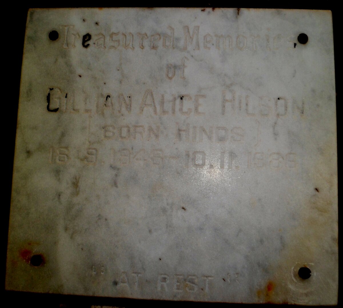 HILSON Gillian Alice nee HINDS 1948-1986