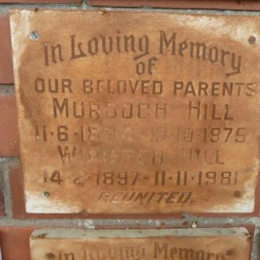 HILL Murdoch 1894-1975 &amp; Winifred 1897-1981