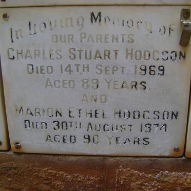 HODGSON Charles Stuart -1969 &amp; Marion Ethel -1974