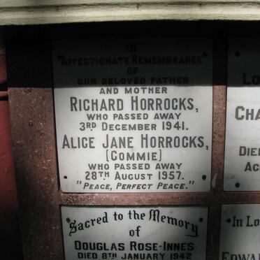 HORROCKS Richard -1941 &amp; Alice Jane -1957