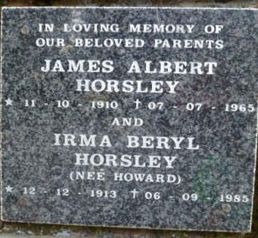 HORSLEY James Albert 1910-1965 &amp; Irma Beryl HOWARD 1913-1985