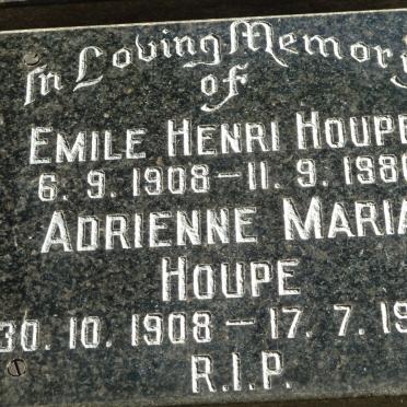 HOUPE Emile Henri 1908-1980 &amp; Adrienne Maria 1908-1994