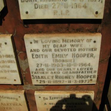 HOOPER Stanley Rodney 1897-1977 &amp; Edith Emily 1903-1964