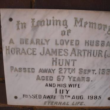 HUNT Horace James Arthur -1969 &amp; Lily -1985