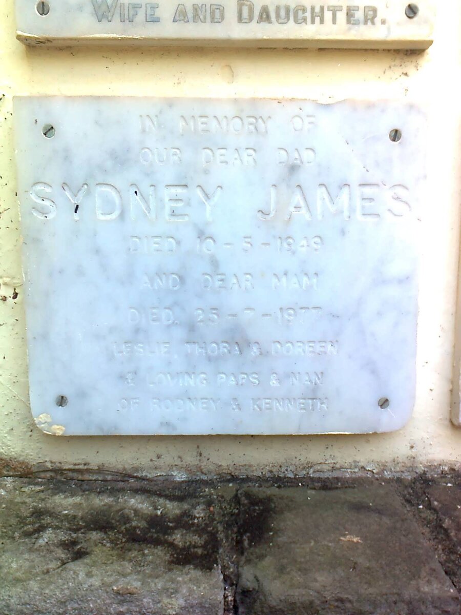 JAMES Sydney -1949 &amp; Mam -1977