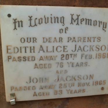 JACKSON John -1965 &amp; Edith Alice -1960