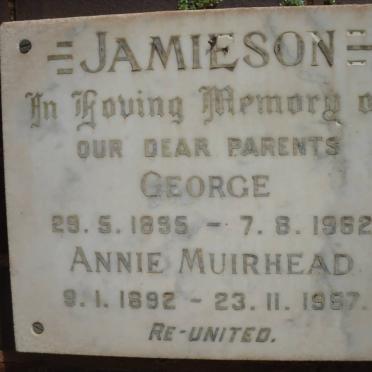 JAMIESON George 1895-1962 &amp; Annie MUIRHEAD 1892-1967