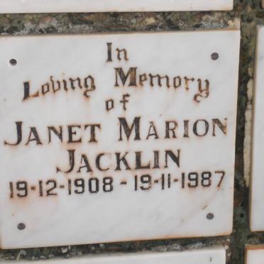 JACKLIN Janet Marion 1908-1987