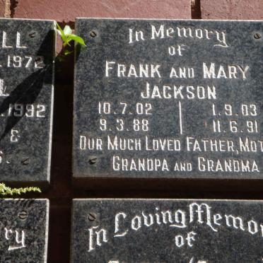 JACKSON Frank 1902-1988 &amp; Mary 1903-1991
