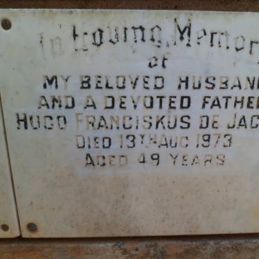 JAGER Hugo Franciskus, de -1973