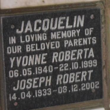 JACQUELIN Joseph Robert 1933-2002 &amp; Yvonne Roberta 1940-1999